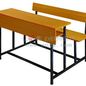 Wooden School Desk with Bench Two Seats Student Double Desk Bench for School Furniture