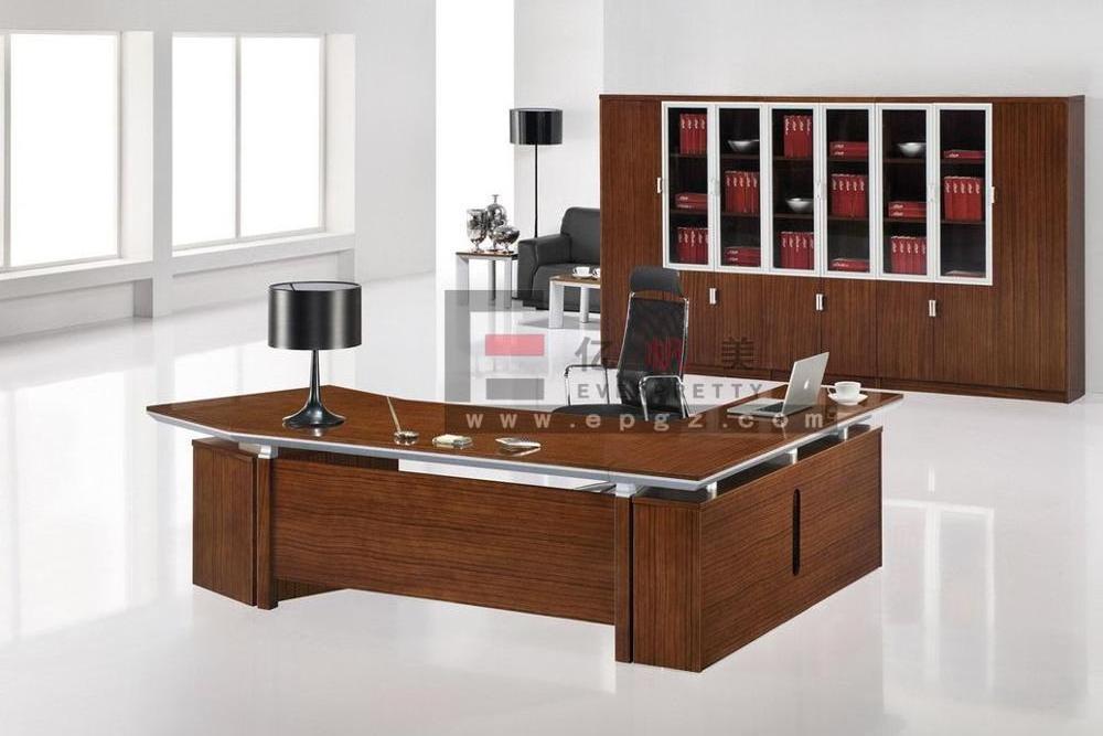 Top Sale Solid wood Luxury Office Furniture Boss Desk Executive Desk and Chair Set with File Cabinet