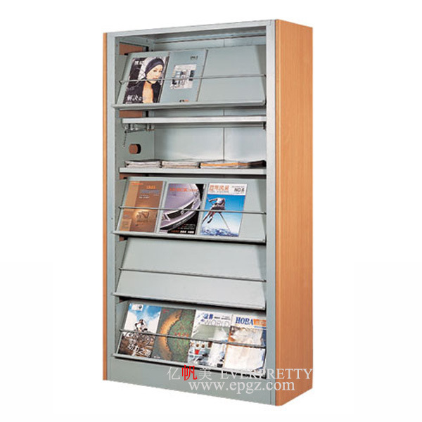 Modern Single Side Library Standing Magazine Rack Metal Newspaper Display Rack