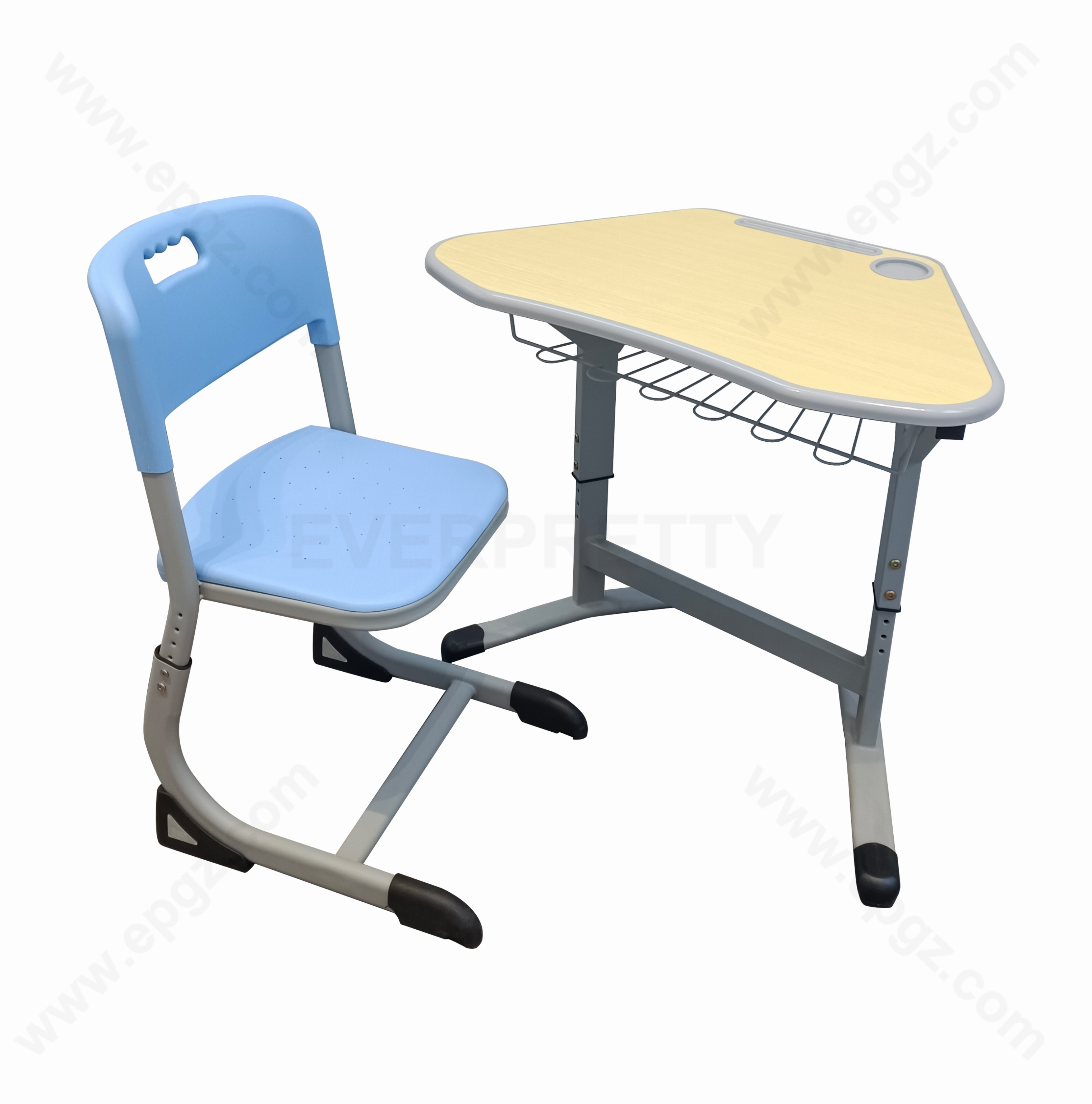 School Furniture New Design Student Study Desk and Chair Height Adjustable Single Desk and Chair