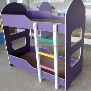 School Kindergarten & Dormitory Furniture Colorful Wooden Nursery Double Bunk Bed