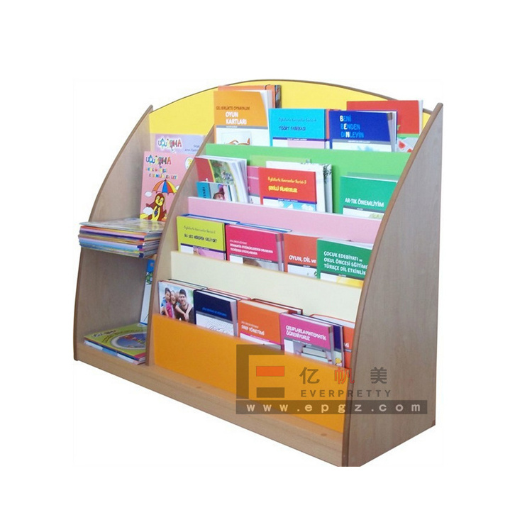 Kindergarten Furniture Wooden Comic Book Storage Cabinet for Kids