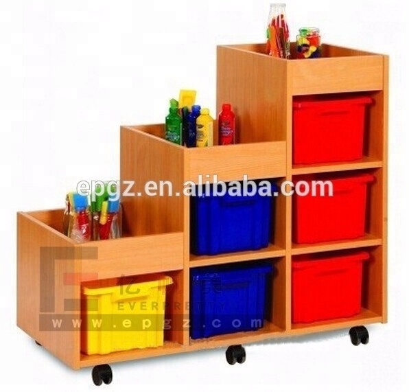 Cheap Children plastic storage  with doors kindergarten wardrobe cabinets