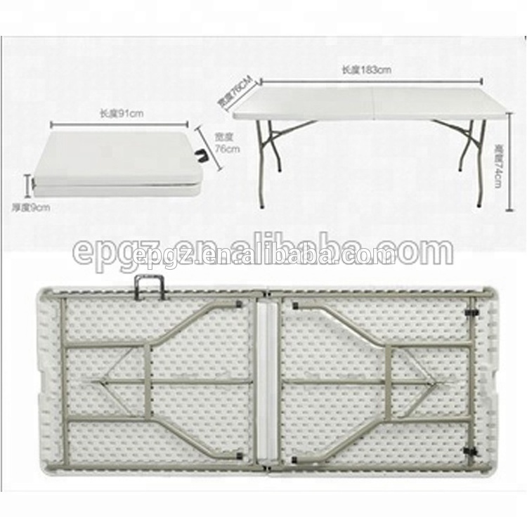 Hotel Used Outdoor Folding Table and Chairs Set White Stackable Chair for Wedding Rectangular Banquet Table