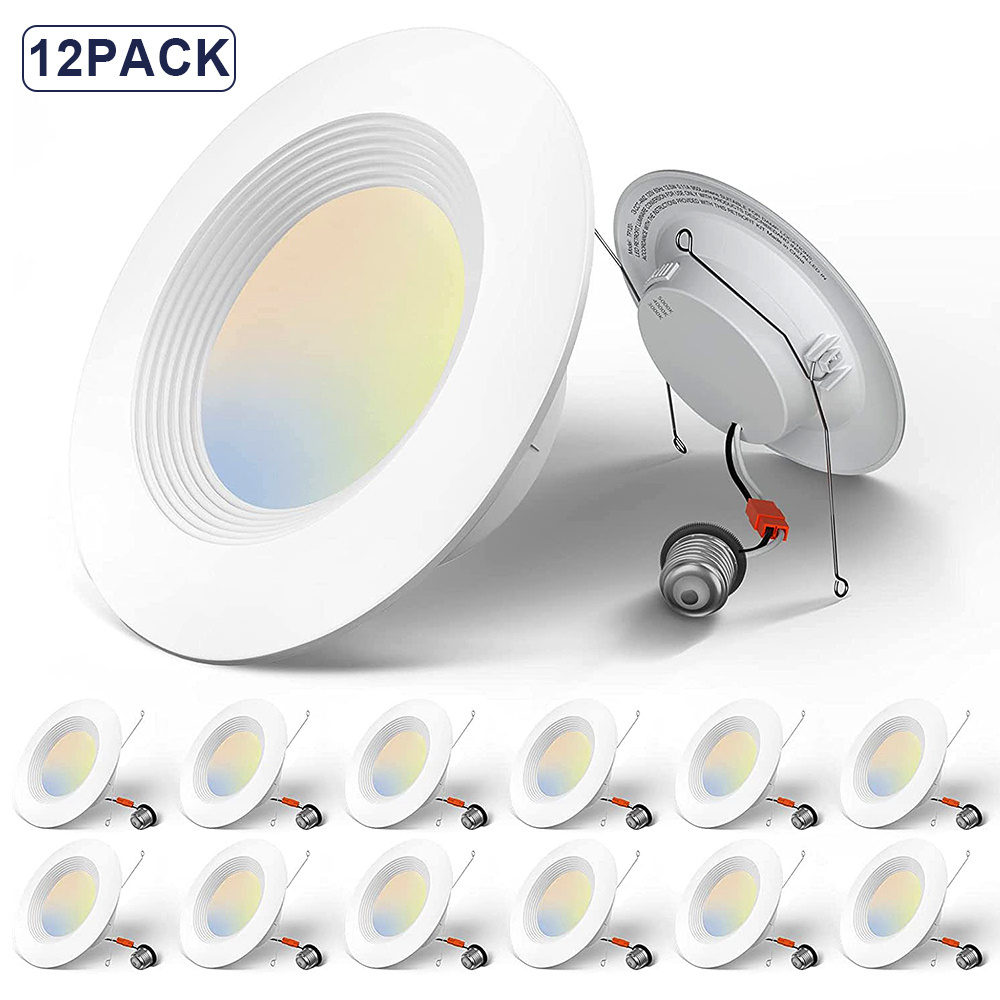 Recessed 4/5/6 Inch led can lights CCT Color Selectable 2700K 3000K  3500K 4000K 5000K Dimmable Can Light 1250 Lumens We