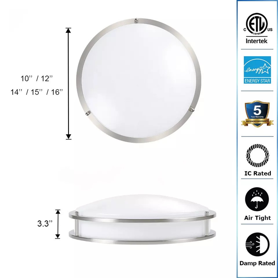 Ephan Dimmable Energy Star ETL 12 Inch 5CCT  Double Ring Ceiling Embedded LED Ceiling Light