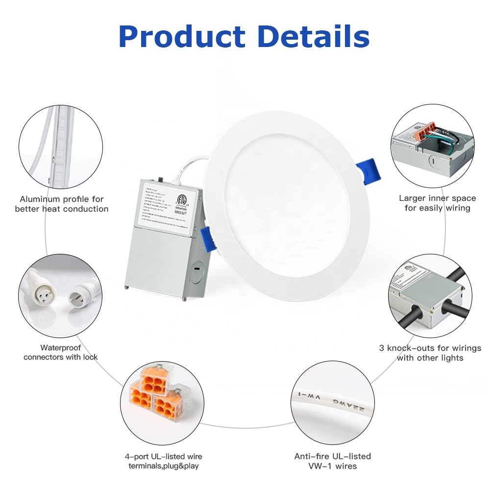 Dimmable Aluminum Commercial Ceiling Recessed Customized Small LED Panel Lighting Round