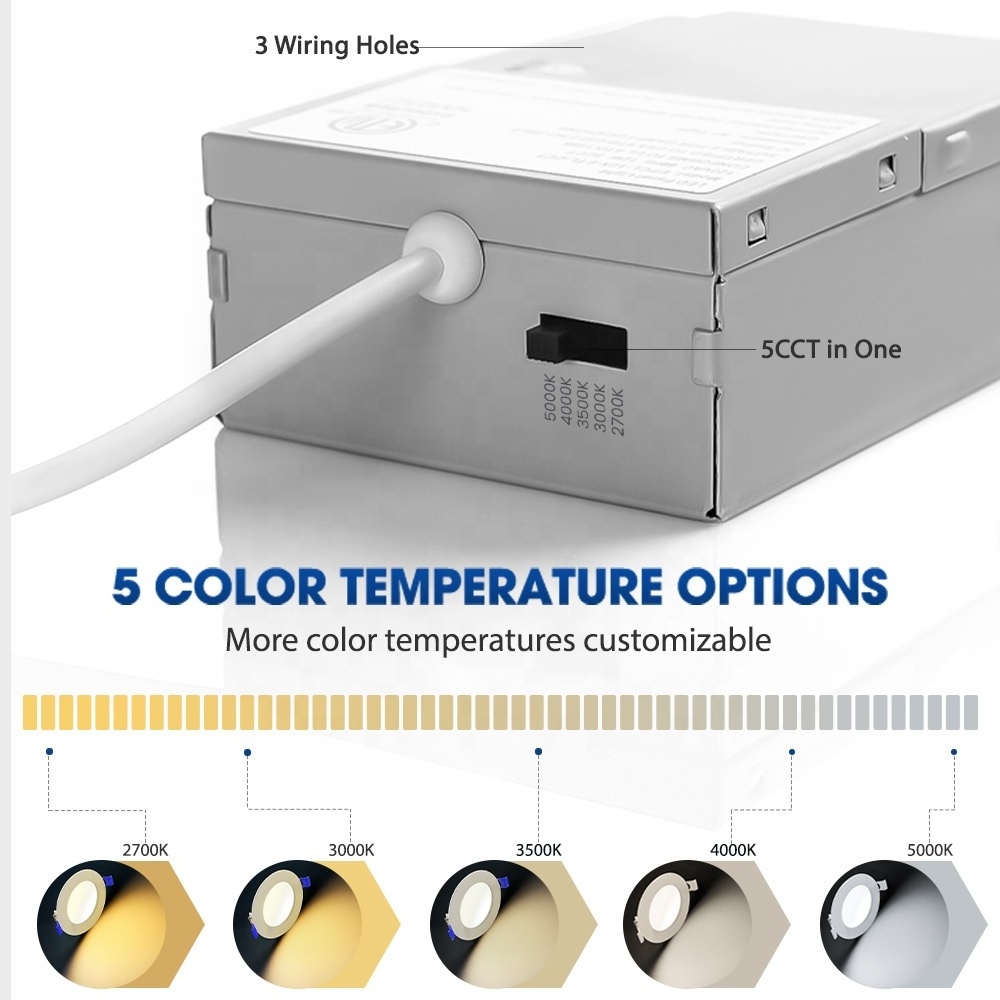 ETL FCC Certificate 5CCT Anti-Glare Ultra Thin 6 Inch Recessed Lights With Junction Box