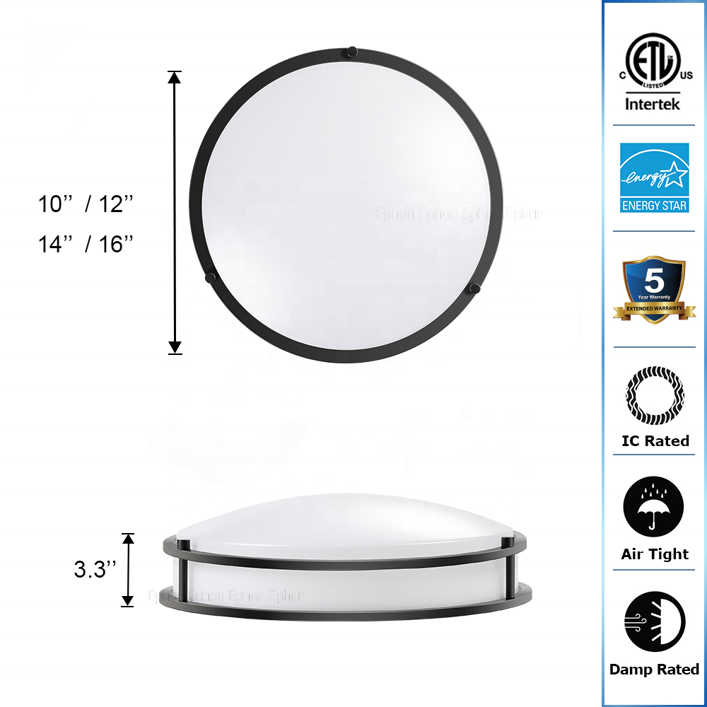 ETL Listed Double Ring Oil Rubbed Bronze Round Design Surface Mount LED Light Ceiling