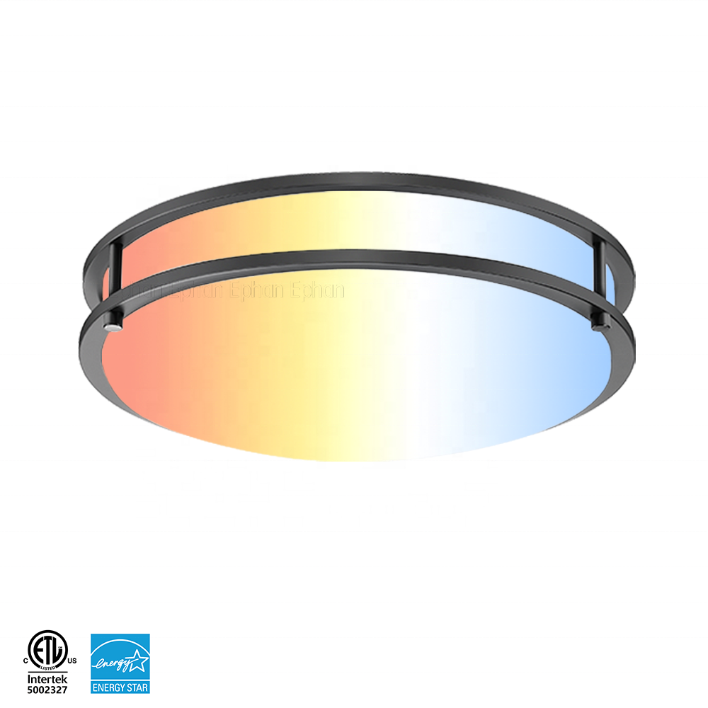 Customized Size 5CCT IP54 Modern Flush Mount Double Ring Led Ceiling Lights