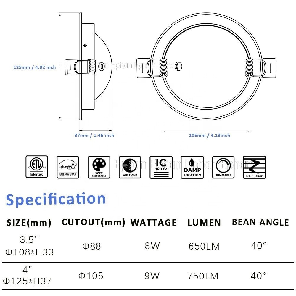 ETL Energy Star Certified 120VAC Recessed Home Lighting Wet Location 4