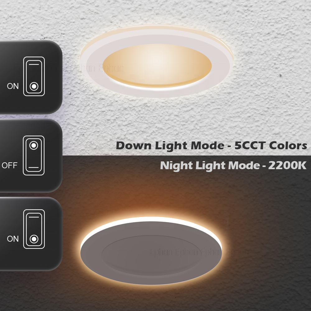 ETL FCC Listed Wet Rated Commercial 6 Inch LED Recessed Downlight with Ceiling Night Light