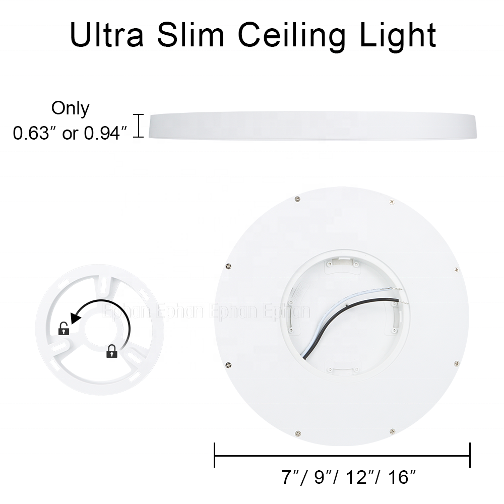 ETL Modern Acrylic Indoor CCT Adjustable Round Flush Mounted LED Ceiling Light For Home