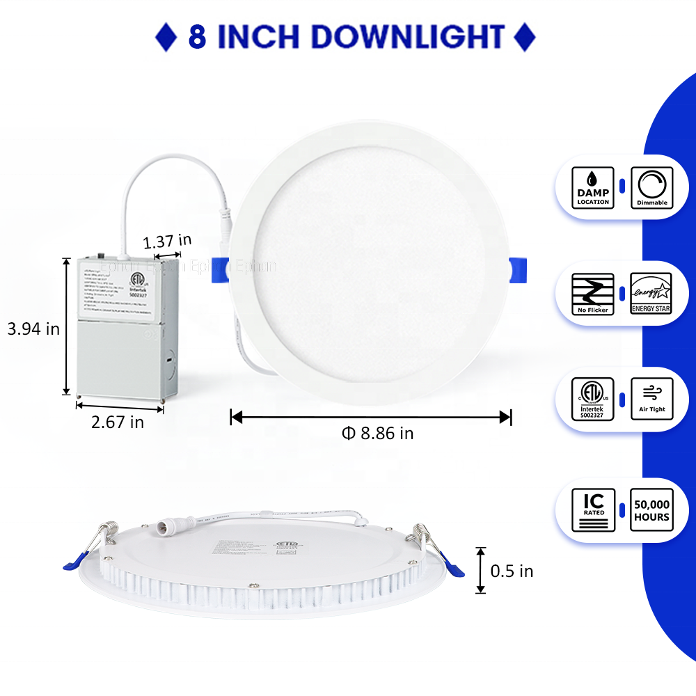 14 Years Factory Panel Down Light 1260Lm Round Canless Led Recessed Ceiling Lighting