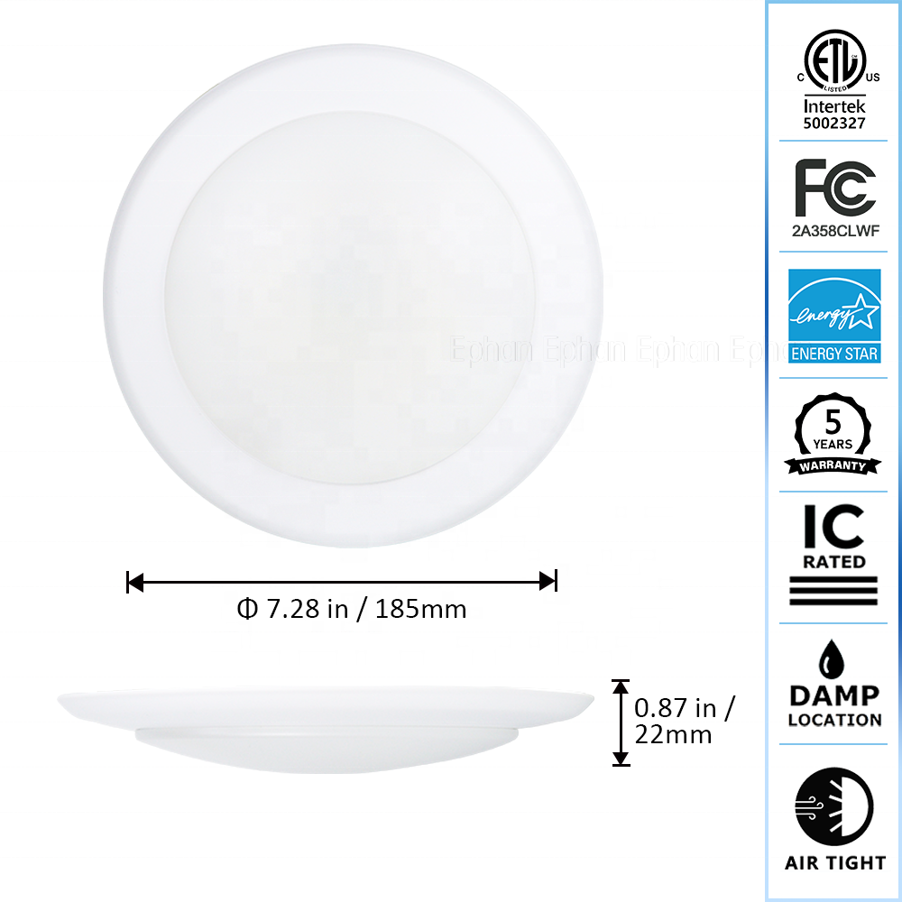 15W Flush Mount Ceiling Lights Dimmable Low Profile Recessed 5/6