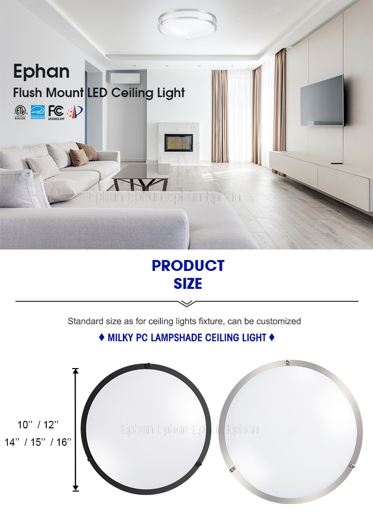 High Quality 10 12 14 16 Inch Flush Mount Glass LED Ceiling Lights Color Changing