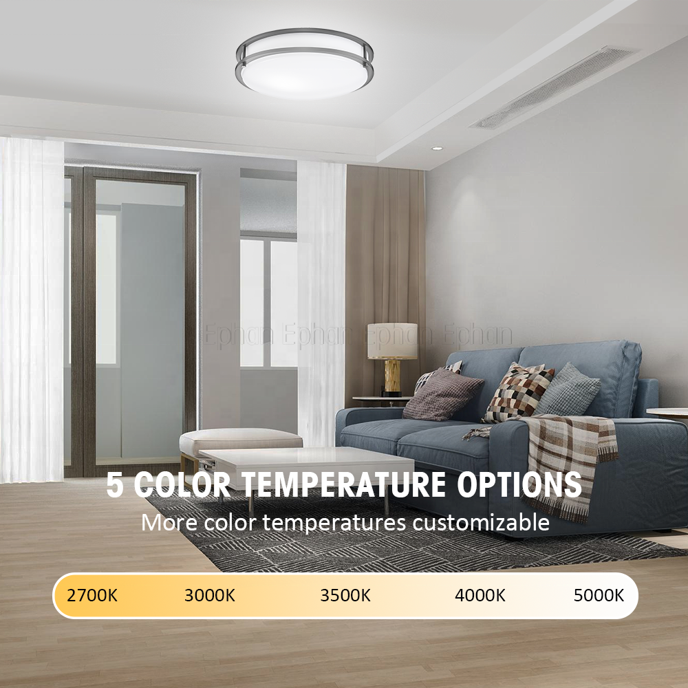 Glass Double Ring Modern Simple Round Surface Mounted LED Ceiling Light for Home Office