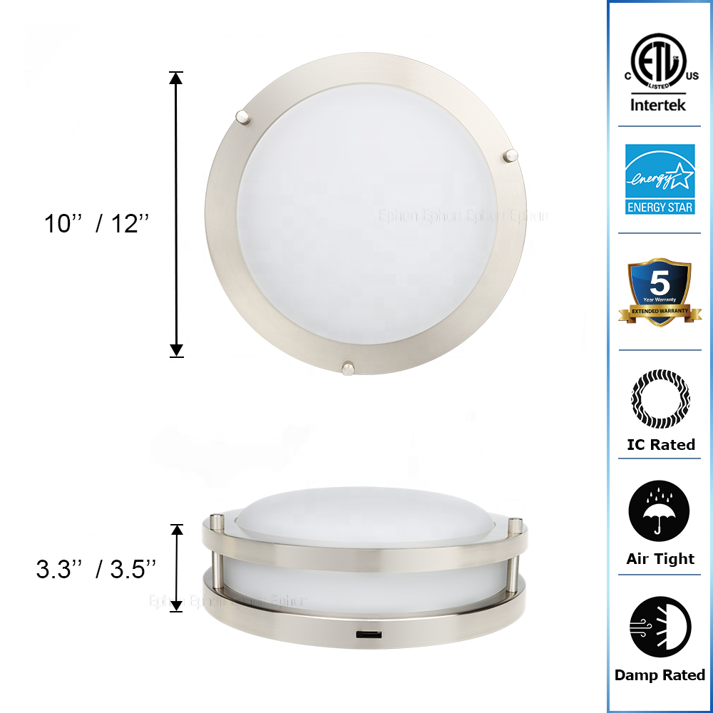 ETL 5002327 Triac Dimmable Indoor Lighting Double Ring Glass Flush Mount Ceiling Light