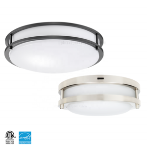 ETL Listed 2700K 3000K 3500K 4000K 5000K Brush Nickel Double Ring Glass LED Ceiling Lighting