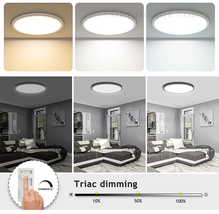 9 12 16 Inch ETL Energy Star 18W 24W Slim Dimmable Flush Mount Round LED Ceiling Lights Fixtures