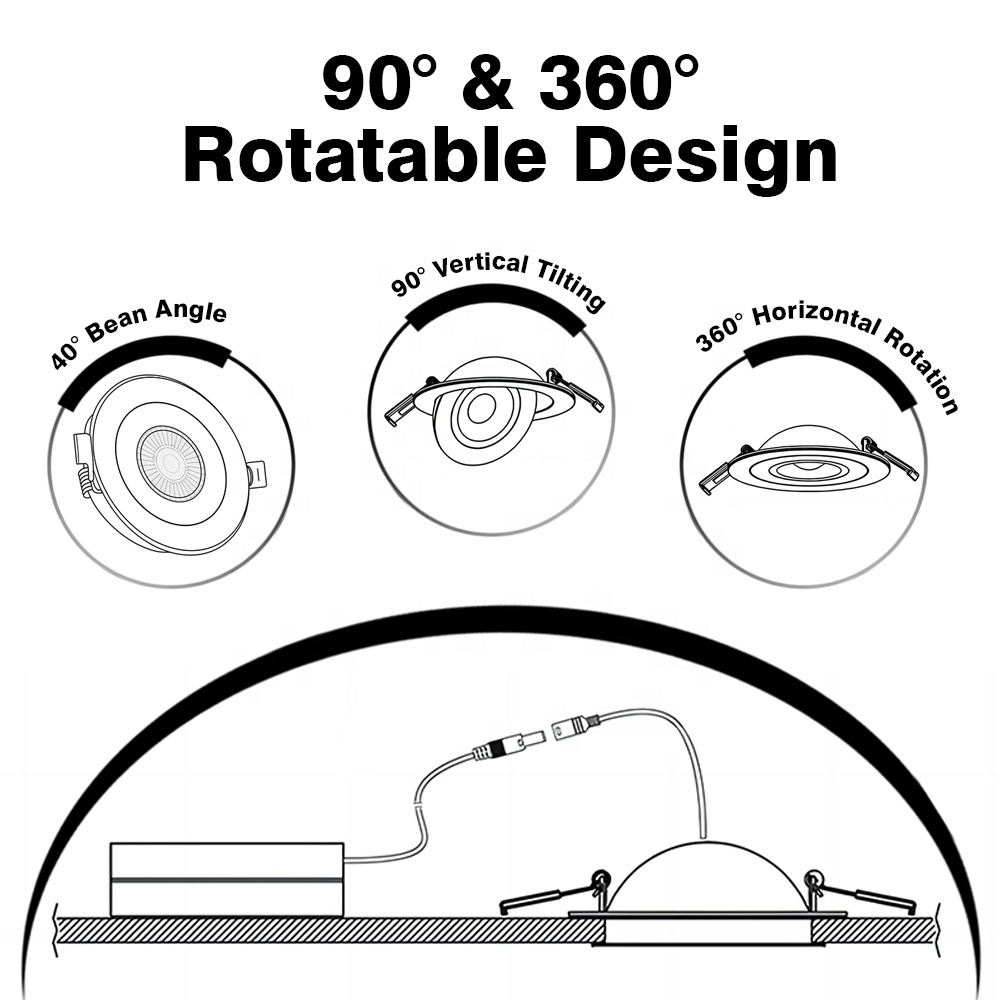 Intertek No Flicker Dimmable LED Recessed Ceiling Gimbal Lights Slim