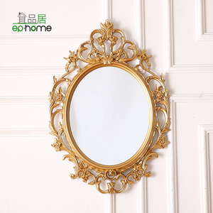 Wholesale European Style Vintage Classic Large Size Resin Gold Silver White Oval Wall Mirror Frame for Home Bathroom, hallway