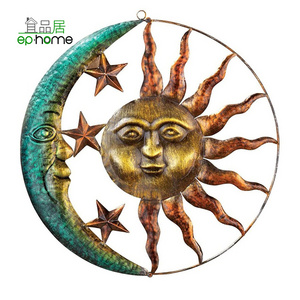 Customized Sun and Moon 3D Rustic Art Decor Metal Wall Sculpture Home Accent - Indoor Outdoor Home Garden Decoration