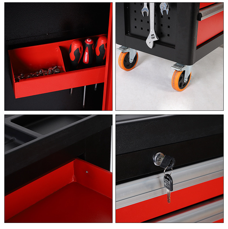 Workshop garage metal tool cabinet/tool trolley/ tool cart with handle and wheels