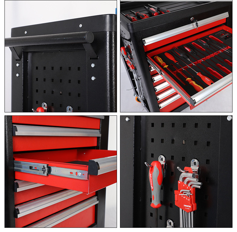 Workshop garage metal tool cabinet/tool trolley/ tool cart with handle and wheels