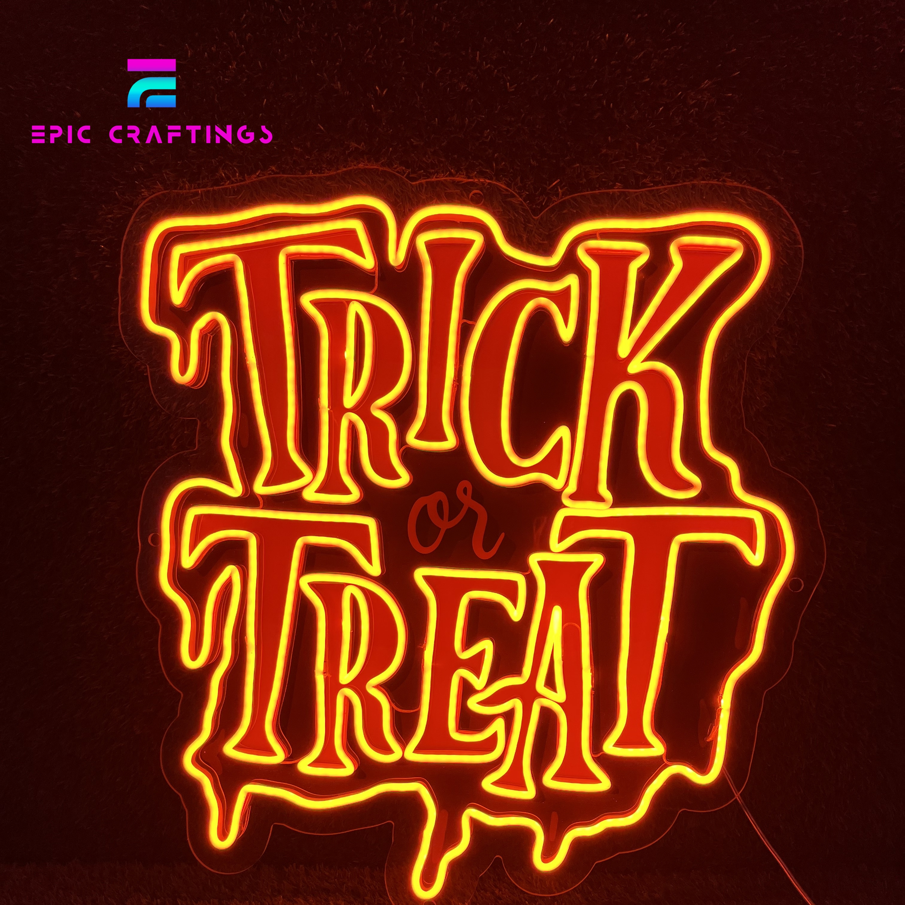 UV Printed Trick or Treat Custom Acrylic Neon Sign Custom Waterproof Halloween Neon Sings for Indoor and Outdoor Decoration