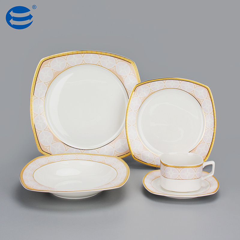 Excellent dinner sets with gold rim suppliers china porcelain dinner sets