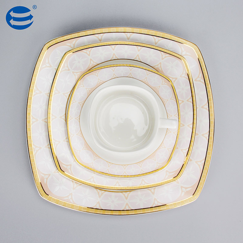 Excellent dinner sets with gold rim suppliers china porcelain dinner sets