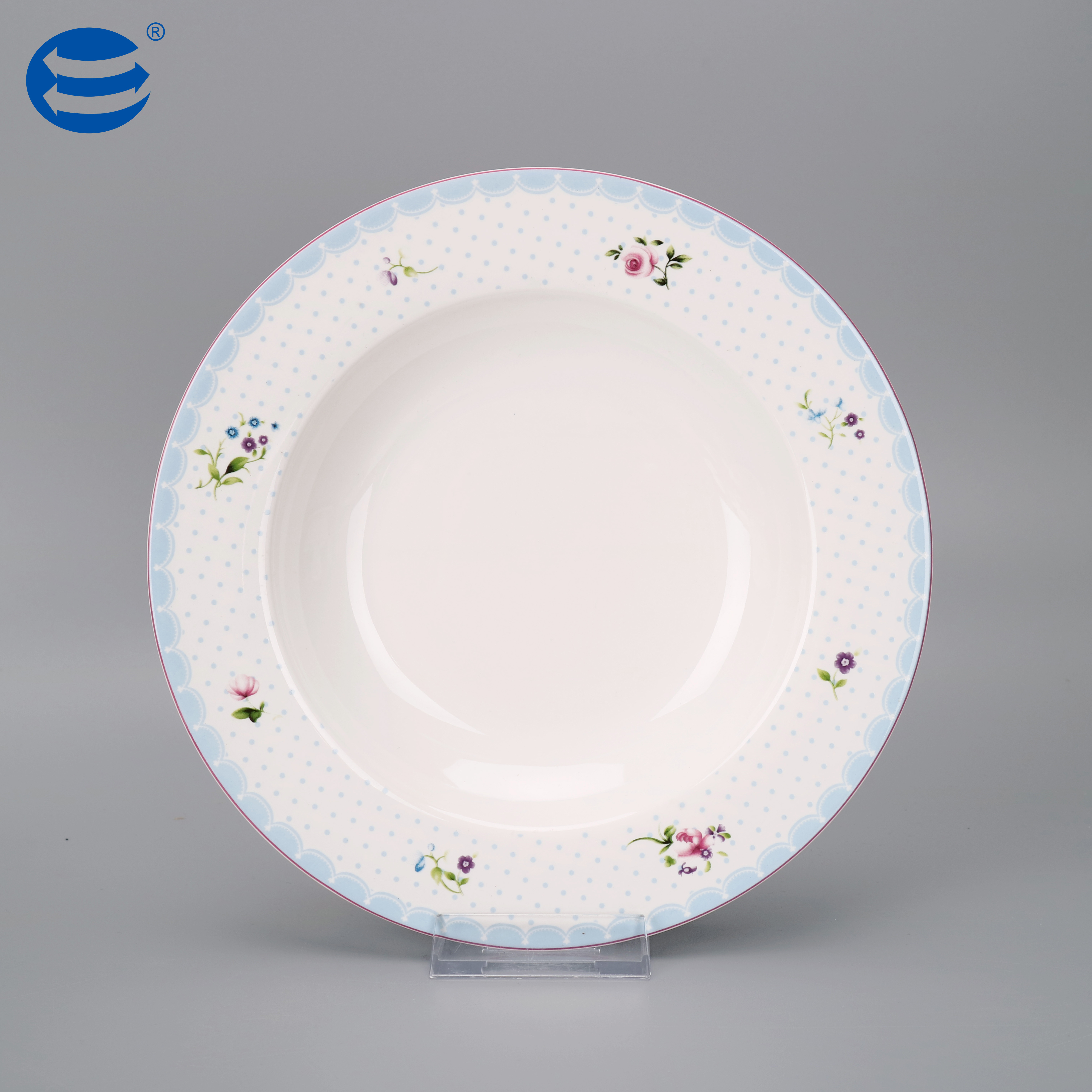 Nordic Blue Flower Lace Dinnerware Set Restaurant Kitchen Porcelain Dinnerware Plate Bowl Set Ceramic Tableware Sets