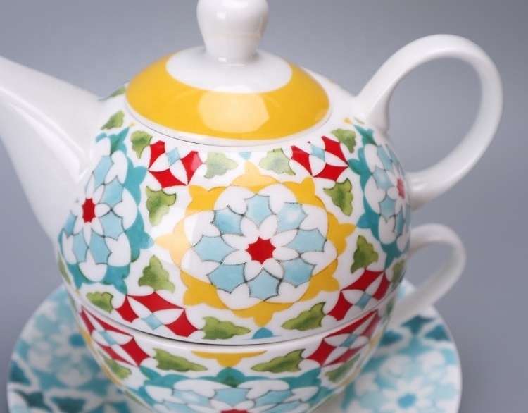 Excellent Ceramic tea pot new bone china Porcelain Arabic Ceramic Coffee tea pot set with tray