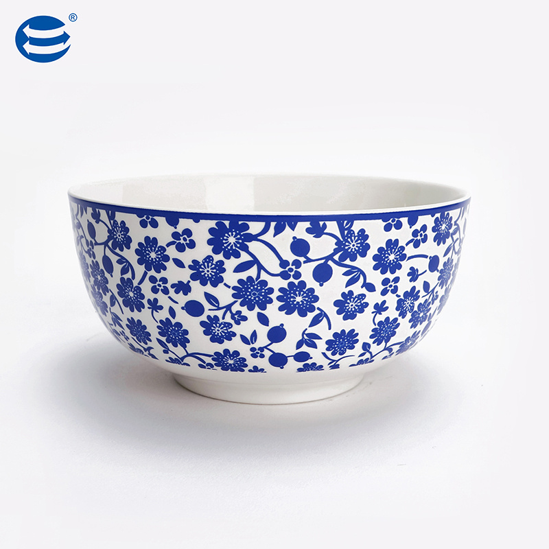 Wholesale blue and white porcelain dinnerware set retro tableware luxury restaurant dinner plates ceramic tableware sets