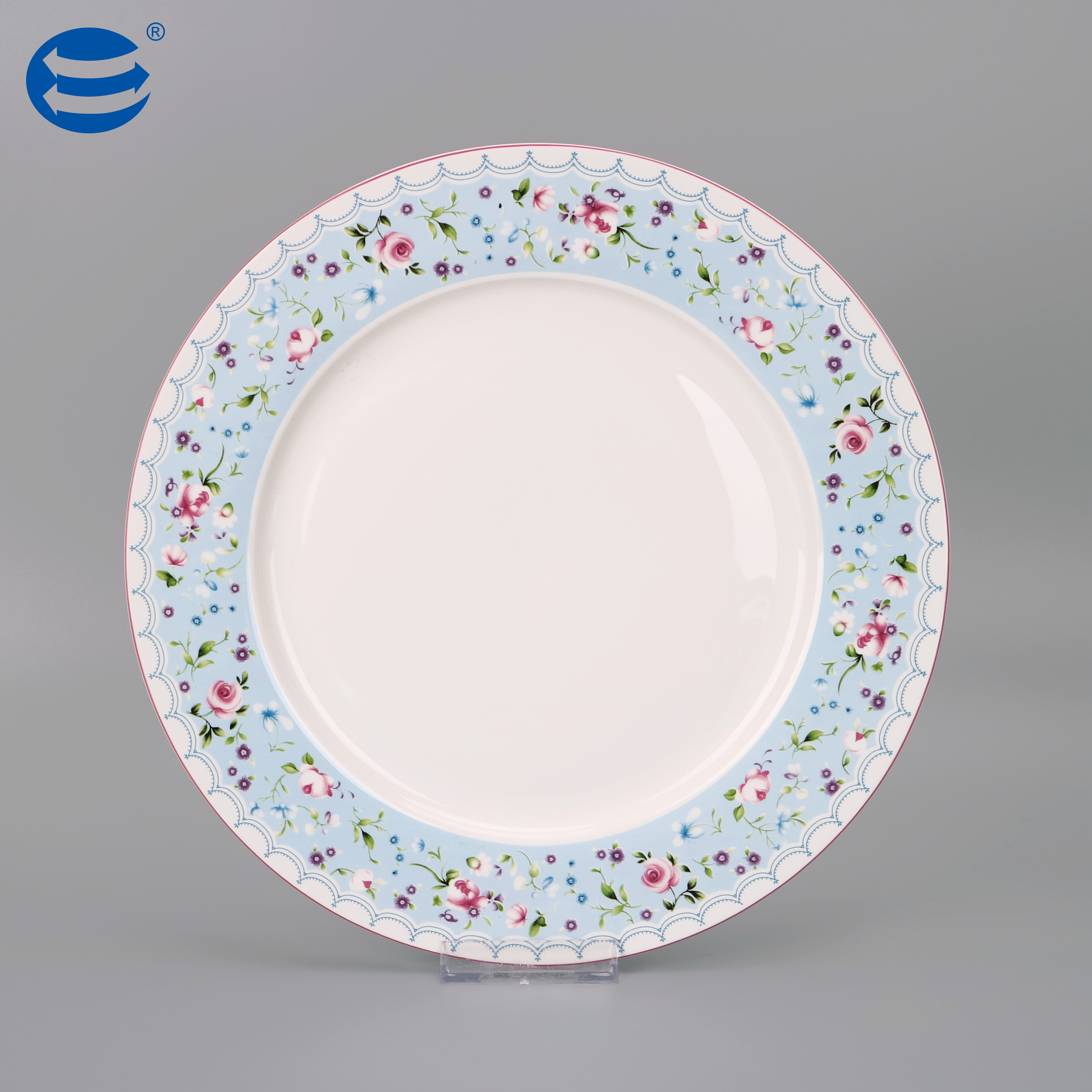 Nordic Blue Flower Lace Dinnerware Set Restaurant Kitchen Porcelain Dinnerware Plate Bowl Set Ceramic Tableware Sets