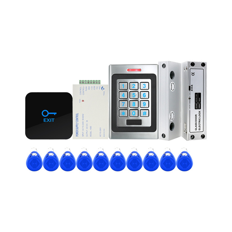 Access Control RFID  Magnetic Lock 12V Power Supply Exit Button Full Set Access Control Kit Door Entry System