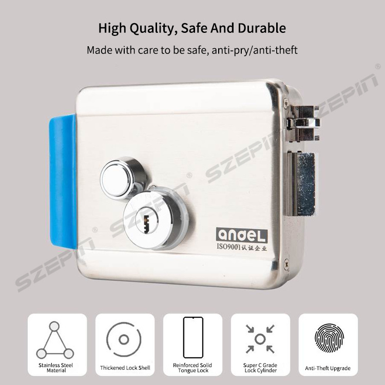 Mechanical Inside And Outside Stainless Steel 12v Security Smart Magnetic Electronic Electric Door Rim Lock Manufacturer Price