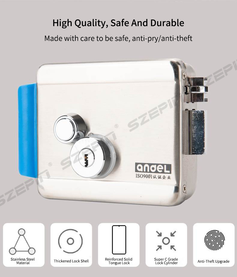 Mechanical Inside And Outside Stainless Steel 12v Security Smart Magnetic Electronic Electric Door Rim Lock Manufacturer Price