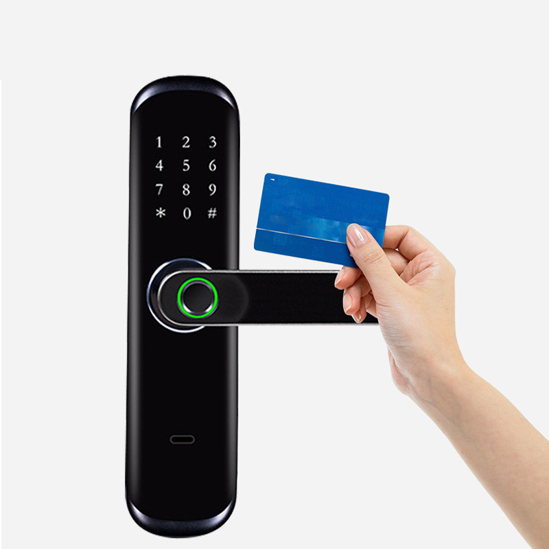 Rsh Fingerprint Lock Wifi Touch Screen Ic Card Digital Handle Lock With Mechanical Key For Tuya Hotels Security Smart Door Lock