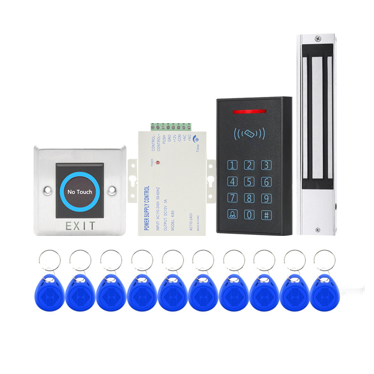 Glass door 180KG/280KG electromagnetic lock access control system kit+metal FRID keyboard+exit button+RFID key box