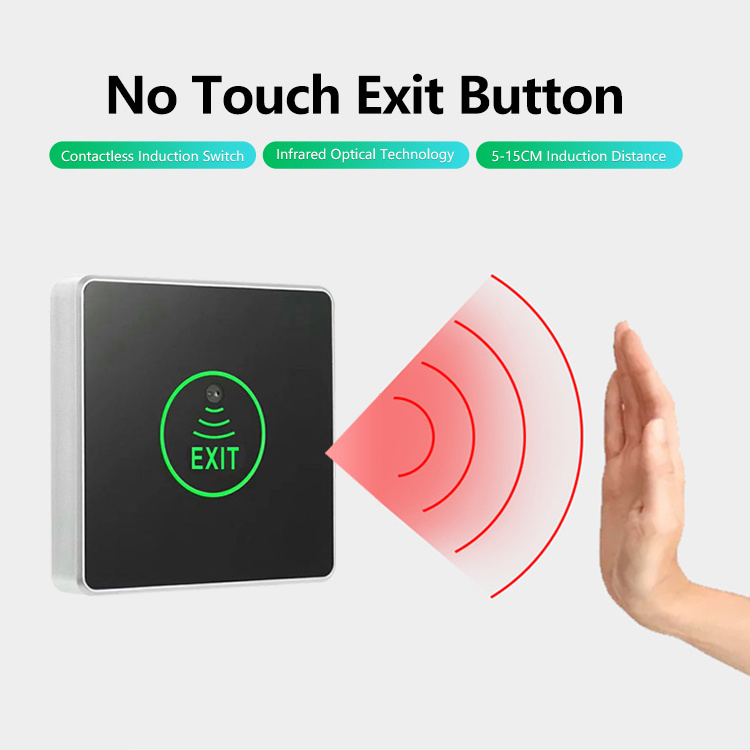 Surface Mounted Touch Sensor Door Exit Release Exit Button Switch LED Light for Access Control System