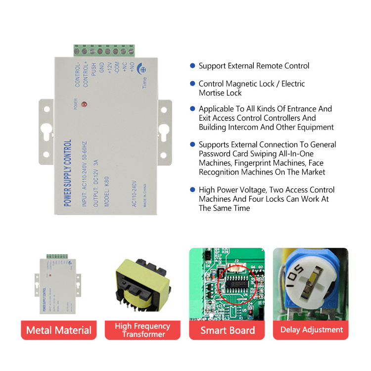 Access Control RFID  Magnetic Lock 12V Power Supply Exit Button Full Set Access Control Kit Door Entry System