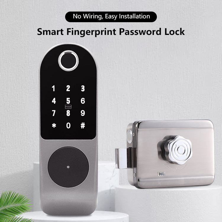 Waterproof Smart wifi Tuya app TTLock single side fingerprint safe door digital electric rim gate lock