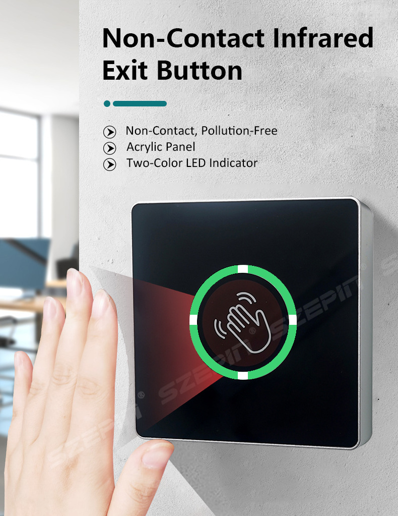 Touch Screen Led Door Exit Button Switch For Access Control System