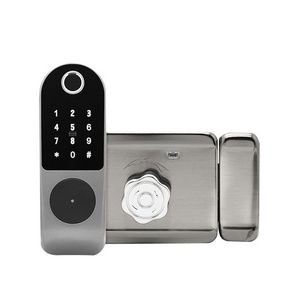 Waterproof Smart wifi Tuya app TTLock single side fingerprint safe door digital electric rim gate lock