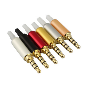 High quality 3.5mm plug 3/4 pin headphone audio jack adapter gold plated stereo plug