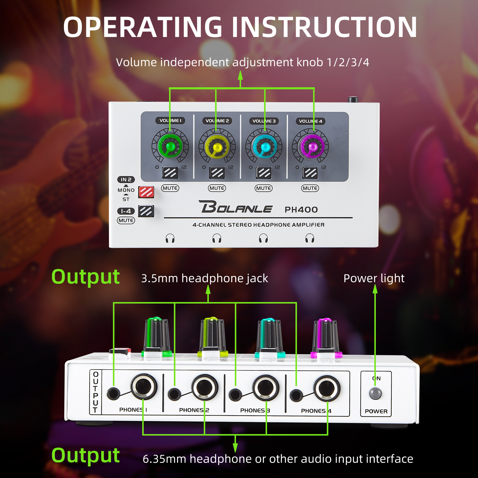 URX PH400 professional hifi high-quality 4-8 channel stereo headphone amplifier