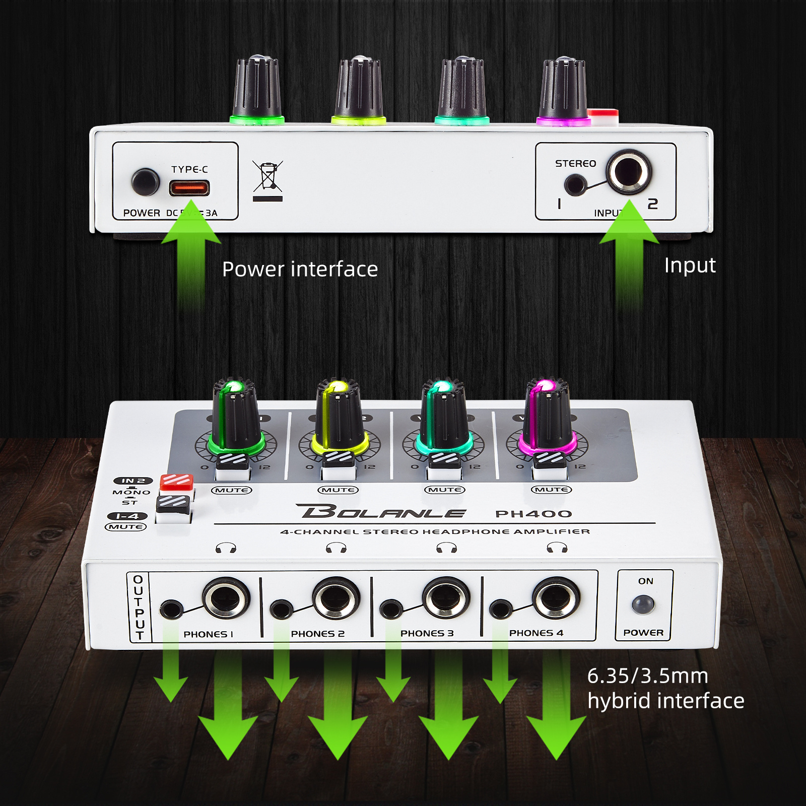 URX PH400 professional hifi high-quality 4-8 channel stereo headphone amplifier