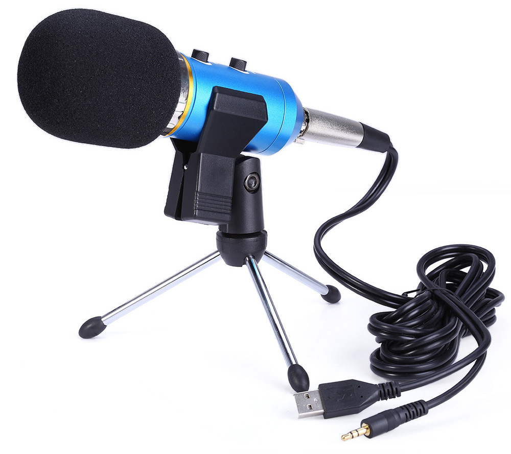 MK-F200TL Professional condenser Microphone For Computer Studio 3.5mm Wired Stand USB MIC For PC Karaoke Laptop Recording